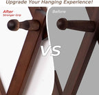 SCUNDA 16 inch High Accordion Wall Hanger with 14 Hooks, Wooden Wall Expandable Coat Rack for Coat, Hats, Baseball Caps, Coff
