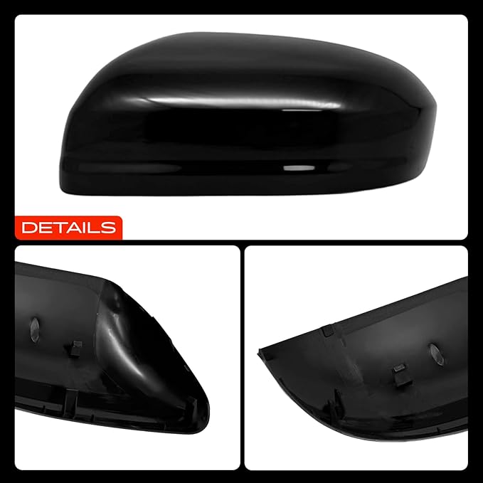 A-Premium 2 PCS Driver and Passenger Side Rearview Mirror Covers Caps - Compatible with Honda Civic 2014-2015 - Smooth Black, Without Turn Signal Hole