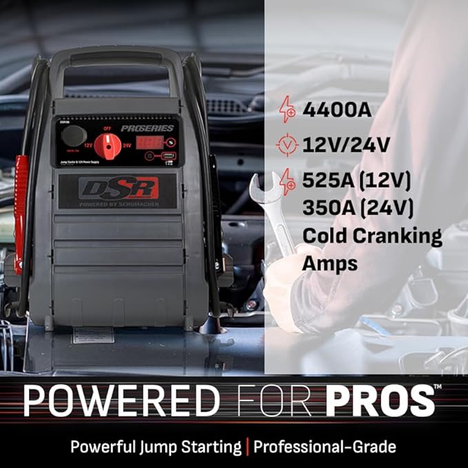 Schumacher Electric DSR ProSeries Car Battery Jump Starter - 4400 Peak Amp 12V/24V Car Starter, Jump Box & Portable Power