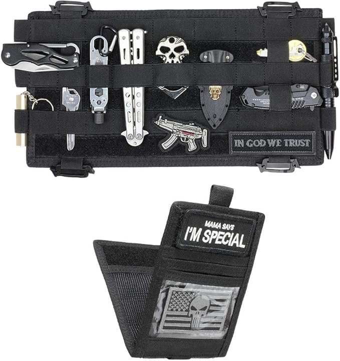 WYNEX Molle Car Visor Organizer with Detachable Card Pouch | Auto Sun Visor Storage Molle Panel with Elastic Webbing Slots for Glasses & Tactical Gear | Fit Most Vehicle, Jeeps, SUVs & Trucks