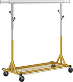 Gewudraw Rolling Clothes Rack Load 530lbs,Heavy Duty Garment Rack With Sturdy Wheel And Shelves, Adjustable Portable Hanging 