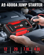 Jump Starter 4000A, VACASSO A9 Battery Jumper Starter Portable (7L Gas/4L Diesel), 12V Car Battery Booster Jump Starters