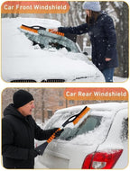 EcoNour 27" Aluminum Ice Scrapers for Car Windshield | Car Snow Scraper Window and Snow Brush with Ergonomic Foam Grip Winter Accessories (Orange)