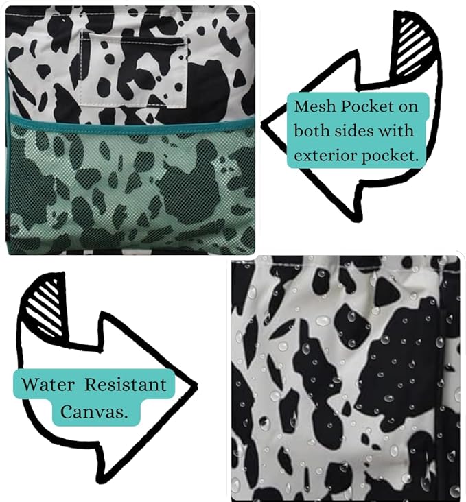 NGIL Extra Large Utility Tote Reusable Grocery Bag Oversized Collapsible for Groceries, Storage, Picnic, Beach (Cow Splatter-Turquoise Blue)