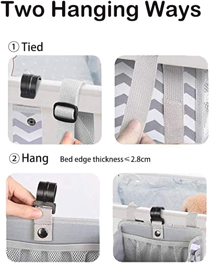 Hanging Diaper Caddy, Baby Bed Hanging Organizer, Nursery Organization Baby Diaper Holder, Diaper Stacker Storage for Crib, P