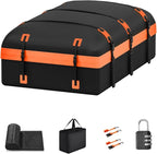 Car Rooftop Cargo Carrier Bag 30 Cubic Feet, Soft-Shell Luggage Cargo Bag Waterproof Bag, Include 2 Reinforced Straps, 6 Door Hooks, Anti-Slip Mat, Luggage Lock