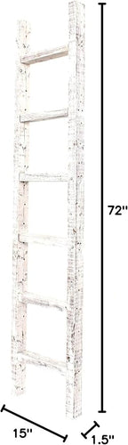 BARNWOODUSA Rustic Decorative Ladder - 100% Upcycled Wood (72" x 12" x 1.5", White Wash)