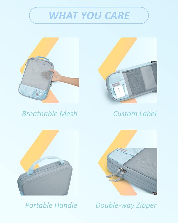 BAGSMART 6 Set /4 Set/2 Set Compression Packing Cubes for Travel, Lightweight Luggage Organizer Bags, Durable Space Saver Bag