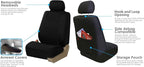 FH Group Light & Breezy Flat Cloth Cars Seat Covers Combo Steering Wheel Cover & Seat Belt Pads, Airbag and Split Rear Univer