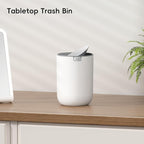 EKO Fandy 0.58 Gal/2.2L Mini Trash Can with Lid, Swing-Top Desktop Trash Can for Bathroom, Countertop, Vanity, Desk or Office, Small Garbage Bin (White)