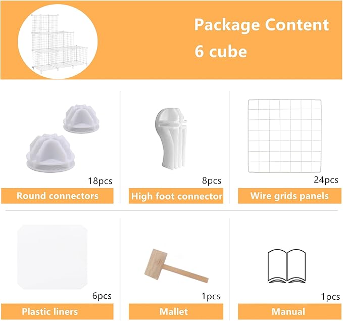 AWTATOS Wire Cube Storage Organizer, Closet Organizers and Storage, Metal 6 Cube Storage Shelves Bookshelf, Portable Closet C