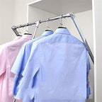 Adjustable Metal Wardrobe Lifting Rod - Heavy Duty Pull-Down Clothes Rail, Extendable Closet Organizer, Soft Return Hanger fo