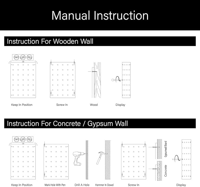 Wood Pegboard Combination Wall Organizer Kit, Wooden Display Pegboard Panel Kits for Bedroom, Study, Office, Bathroom, 2 Piec