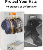 Viklluyr Hat Organizer for Baseball Caps Hat Rack with 20 Hooks - Sturdy Metal Hat Storage Wall Mounted Caps Hanger Set of 2 