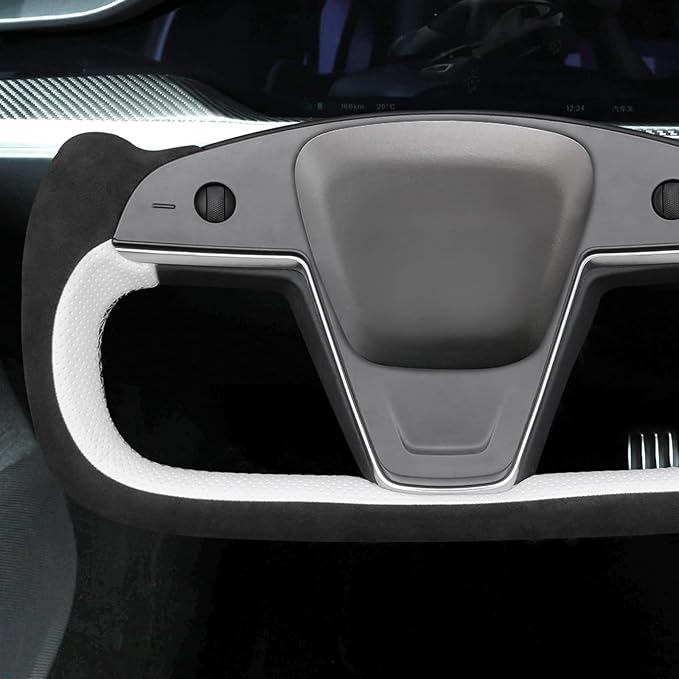 MEWANT Hand Stitched Tesla Model S Yoke Steering Wheel Cover Wrap for Tesla Model S 2021-2023 / Model X 2021-2023 Tesla Yoke Steering Wheel Accessories(3D Style)