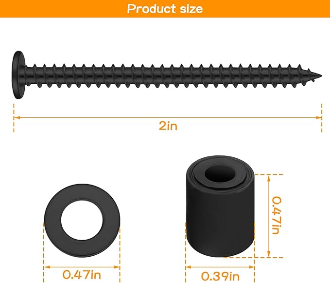 Eagles Pegboard Mounting Kit, (16 Spacers, 16 Screws and 16 Steels Washers,Black) Board Nail Installation Kit Pegboard Spacer