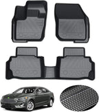 KUST Floor Mats for 2013-2020 Ford Fusion/Lincoln MKZ, All Weather Protection 2 Row Floor Liners Set Black Non-Slip