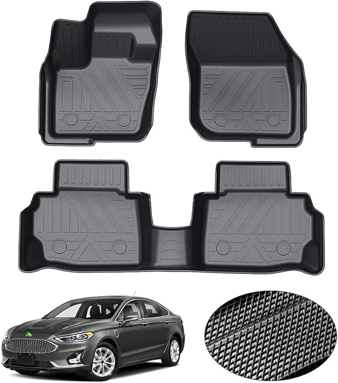 KUST Floor Mats for 2013-2020 Ford Fusion/Lincoln MKZ, All Weather Protection 2 Row Floor Liners Set Black Non-Slip