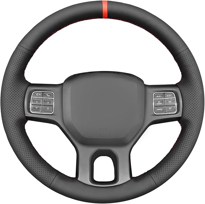 MEWANT Steering Wheel Covers for Dodge RAM 1500/1500 Classic / 2500/3500 / 5500 Hand-Stitched Genuine Leather ram Steering Wheel Wrap