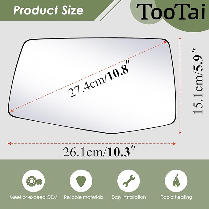Driver Side Replacement Mirror Glass - compatible with Chevy & GMC vehicles - Silverado 2019-2024, Sierra 2019-2024 - Heated with backing plate, no blind spot detection, w/o auto dimming