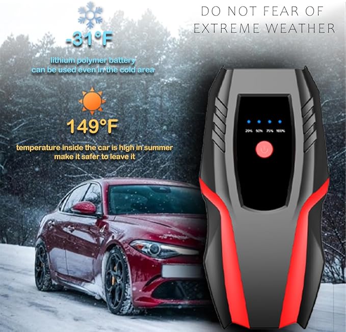 12v Auto Jump Starter Peak Current 2000A (8.0L Gas and 5.0L Diesel Engine), Car Lithium Battery Charger Jumper Cable Pack,