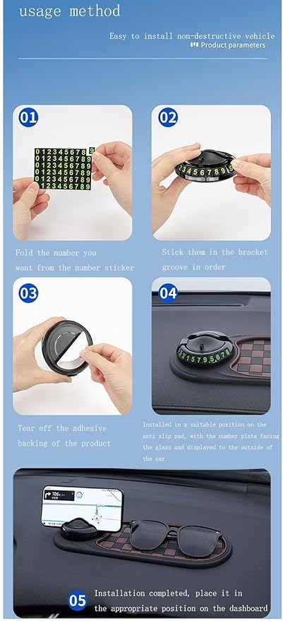 Multifunctional Car Anti-Slip Mat Mobile Phone Holder for Dashboard - Non-Slip Sticky Mount Stand for Car, Adjustable and Sec