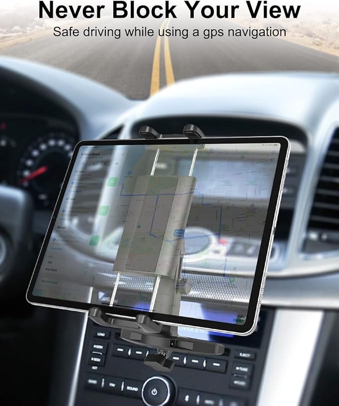 Car Tablet Holder CD Slot, Adjustable Arm CD Player Tablet Mount, 360° Rotation Vehicle CD Insert Clamp for iPad Pro 13 12.9 Mini Air, Galaxy Tab/Z Fold/Z Flip, iPhone, More 4-13" Devices