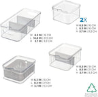 iDesign Crisp 5-Piece Recycled Plastic Refrigerator Organizer Bin Set with Lids, Clear/Gray