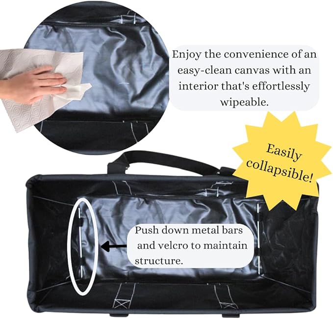 NGIL Extra Large Utility Tote Reusable Grocery Bag Oversized Collapsible for Groceries, Storage, Picnic, Beach (Solid Black-black)