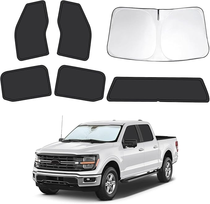 6pcs Car Window Shades for Ford F150 4Door 2021 2022 2023 2024 2025, Full Car Window Covers for Privacy, Sunshades for F150 Front Rear Windshield Side Windows to Block UV and Protect Privacy