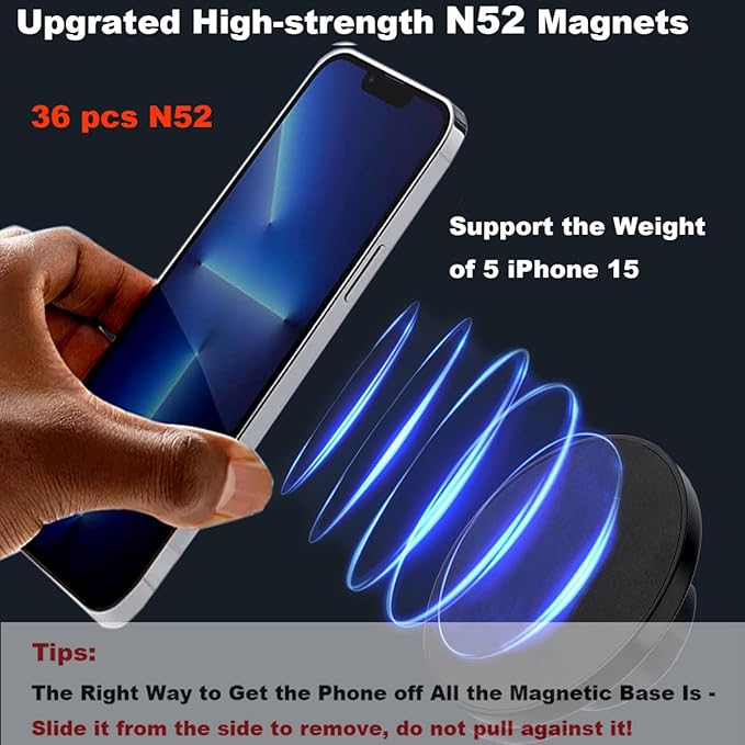 Magnetic CD Slot Phone Holder for Car, CD Slot Mount Phone Holder for Magsafe for iPhones, with Magnetic Metal Adapter Compatible with All Phones