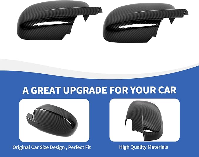 RAZPOY Rearview Mirror Cover Side Mirror Shell Trim Compatible with Chevy Silverado & Suburban & Tahoe & GMC-Yukon & GMC-Sierra & Cadillac Escalade 2007-2013, Carbon Fiber