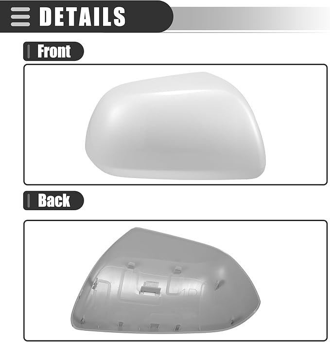 Motoforti Right Side Mirror Cover Cap, Rearview Mirror Cover Cap, for Toyota Highlander 2009-2014, ABS, White