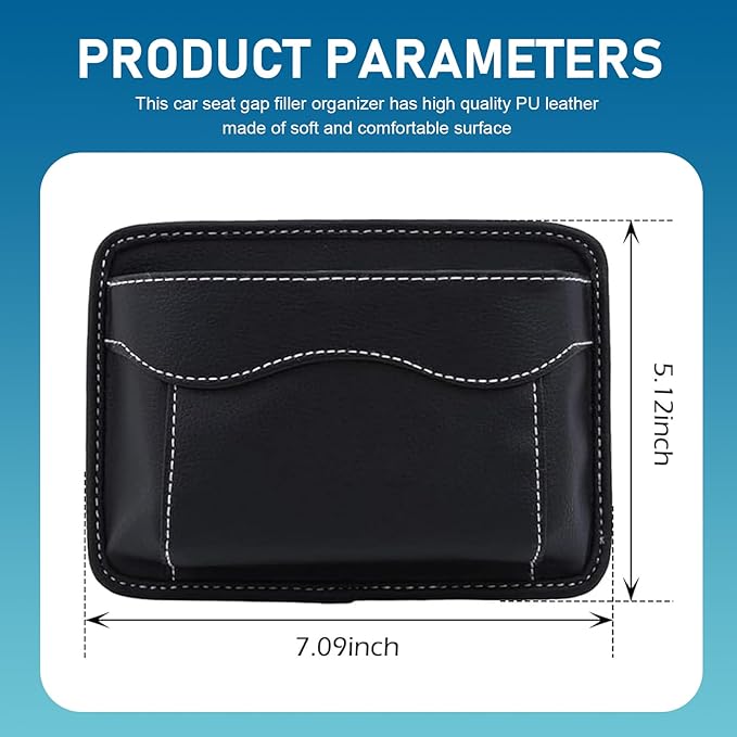 Car Seat Side Pocket Organizer, Premium PU Leather Auto Console Side Pocket, Universal Gap Bag & Pen Holder for Car, Mini Storage Pouch for Phone, Sunglass, Document and Automotive Tray(Black)