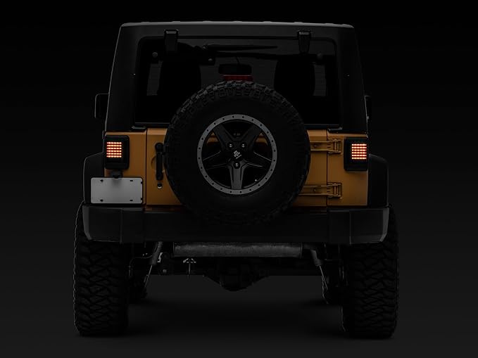 Raxiom Smoked LED Tail Lights Set Assembly Iconic Styling Fits Jeep Wrangler JK 2007-2018