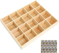 Amosfun Wooden Storage Divider Box with 20 Compartments Showcase Display Box for Keys Socks Ties Watches Small Jewelry Items 