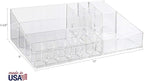 STORi Audrey Clear Vanity Makeup Organizer | 15-Compartment Holder for Brushes, Eyeshadow Palettes, & Beauty Supplies | Stack