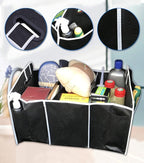 Car Trunk Organizer, Black, 3 Large Sections of Storage, Store Your Cleaning Supplies, Emergency Gear, Groceries, Tools, Great 