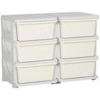 Qaba 3 Tier Kids Storage Unit, Toy Organizers and Storage with 6 Drawer Chest for Kids Bedroom Nursery Kindergarten Living Ro