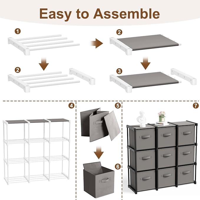 9 Cube Storage Organizer with Shelf Back to School Boxes 11 Inch Toy Storage Bins Closet Organizers Drawers Fabric Dresser fo
