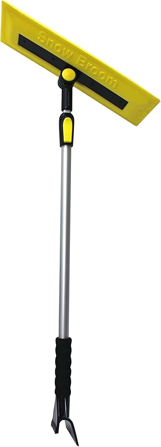 Emsco Group 1719-1AZ Bigfoot 52" Telescoping Snowbroom with 16" Swiveling Foam Blade Dual-Head Ice Scraper, Assorted