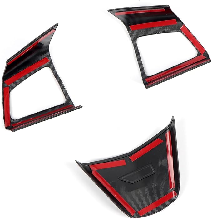 ITrims Car Accessories Steering Wheel Overlay Cover for Cadillac CTS 2008-2013 Accessories Interior Center Console Steering Wheel Button Cover Trim Auto Styling Decoration Sticker ABS Carbon Fiber 3PC