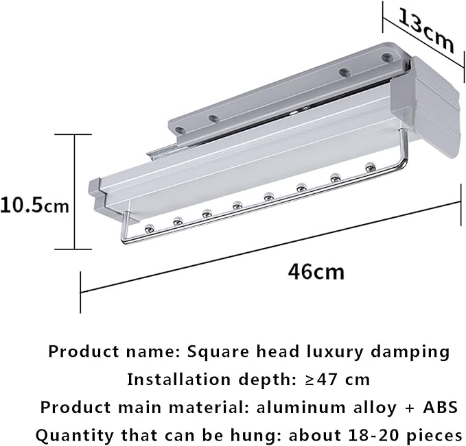 Pull Out Closet Clothes Rail, Extendable Hanging Rod Double Ball Sliding Rail, Adjustable Top Mount Wardrobe Organizer Rack H