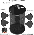Jiavarry Rotating Makeup Organizer for Vanity, 360 Spinning Skincare Organizers with Adjustable Trays, Make Up Desk Storage C