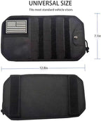Tactical Molle Car Sun Visor Organizer – Semi-Rigid Storage Panel with Zipper Pouch & Glasses Clip, Universal Organizer for Cards, Pens & Tactical Gear, Fits All Cars, SUVs, Trucks
