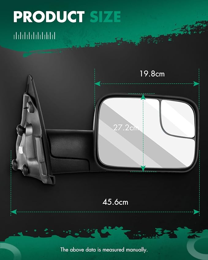 SCITOO Compatible fit for Towing Mirrors 1994 1995 1996 1997 for Dodge for Ram 1500 2500 3500 Truck Black Power Operation Pair Set Mirrors