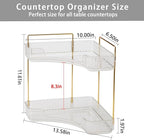 shuang qing 2-Tier Corner Bathroom Counter Organizer – Classic Storage Shelf for Makeup, Perfume & Toiletries, Space-Saving C