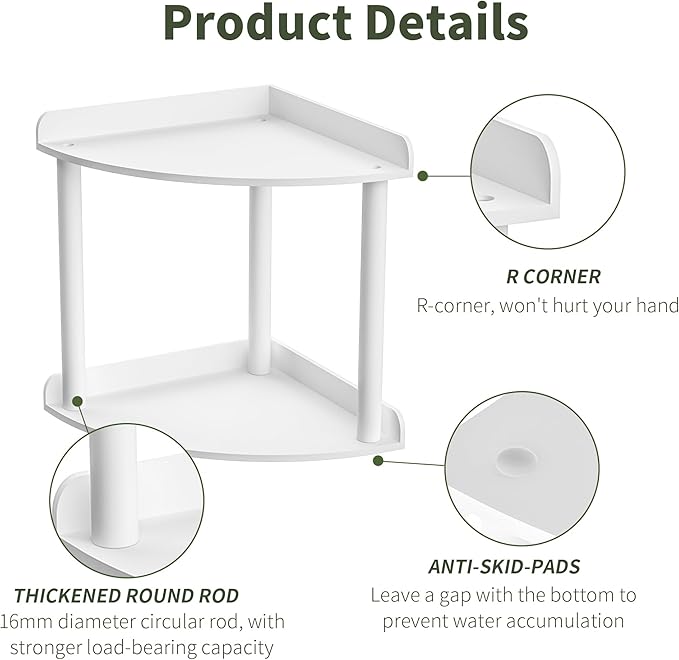 Sezanrpt 2 Tier Countertop Corner Organizer Shelf 7x7x8 Inch, White Acrylic Bathroom Vanity Storage Organizer Corner Shelf fo