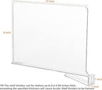 CY craft Acrylic Shelf Dividers for Closets,Wood Shelf Dividers, 4 PCS Clear Shelf Separators,Perfect for Clothes Organizer a