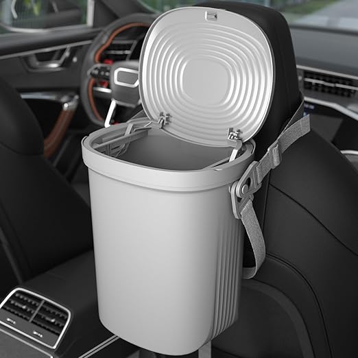 Waterproof Car Garbage Can, 1.9 Gallon Soft Silicone Hanging Trash Can for Car with Lid, Easy to Clean Multi-Purpose Automotive Garbage Bin
